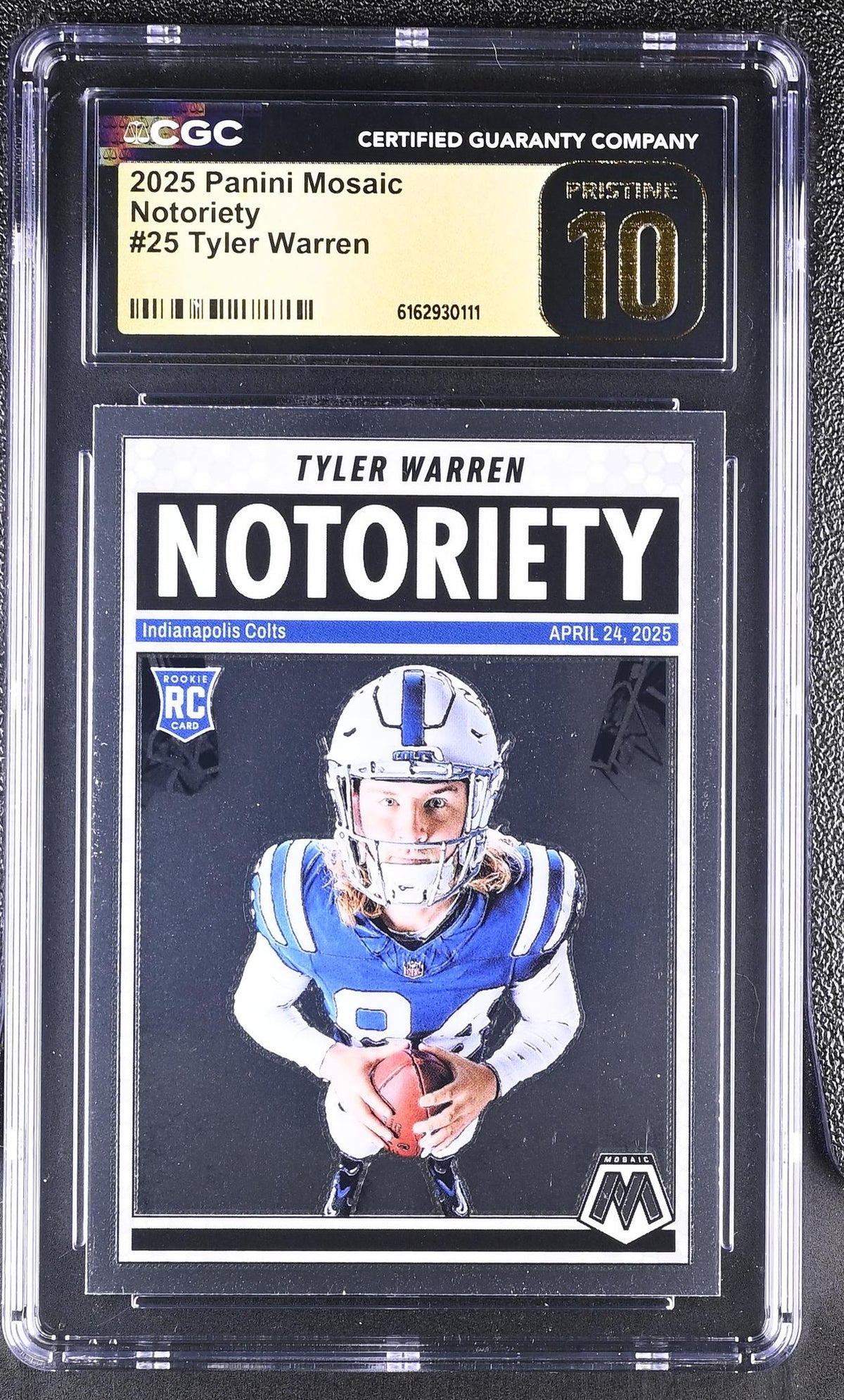 2025 Panini Mosaic Notoriety Tyler Warren #25 RC CGC Pristine 10