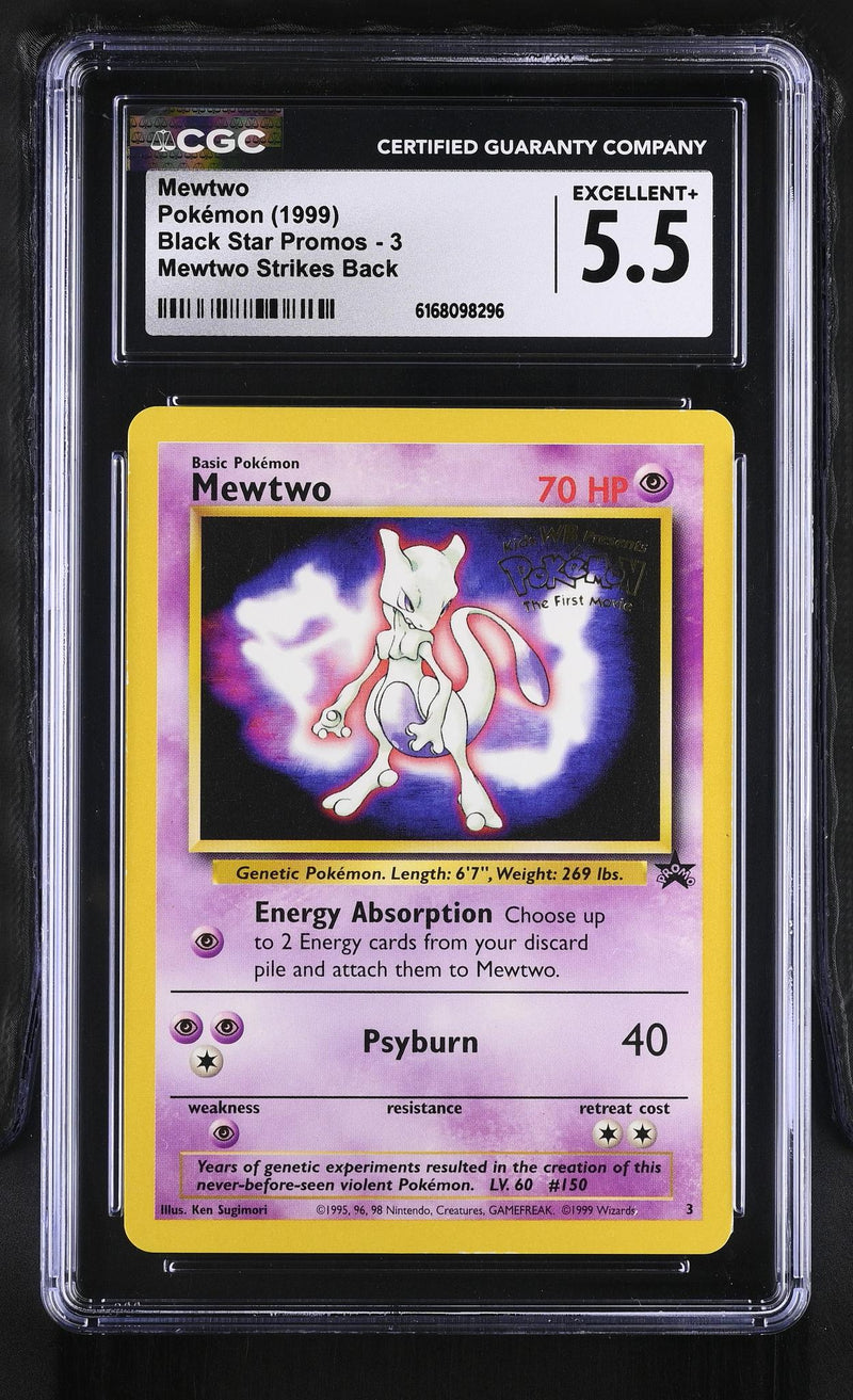 Mewtwo (1999 Pokemon Black Star Promos 3 Mewtwo Strikes Back) CGC 5.5