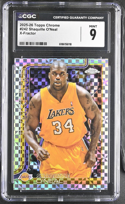 2025-26 Topps Chrome Shaquille O'Neal #242 X-Fractor CGC 9