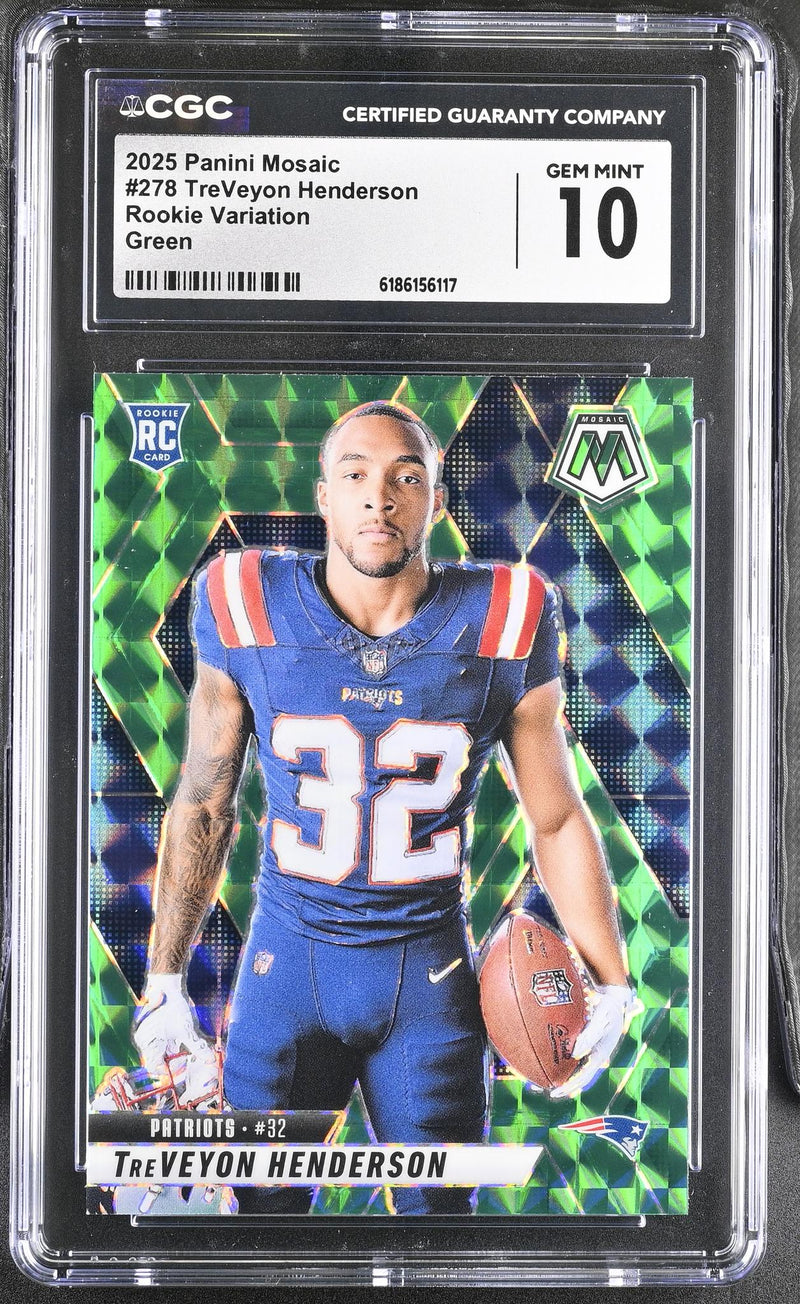 2025 Panini Mosaic TreVeyon Henderson #278 Rookie Variation Green CGC 10