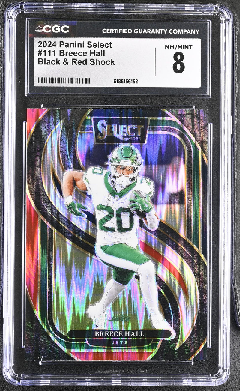 2024 Panini Select Breece Hall #111 Black & Red Shock CGC 8