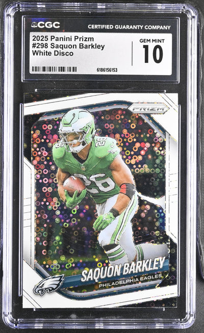 2025 Panini Prizm Saquon Barkley #298 White Disco CGC 10