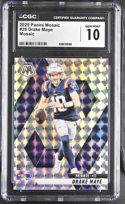 2025 Panini Mosaic Drake Maye #28 Mosaic Rookie Prizm CGC 10
