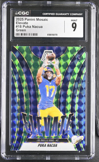 2025 Panini Mosaic Elevate Puka Nacua #18 Green CGC 9