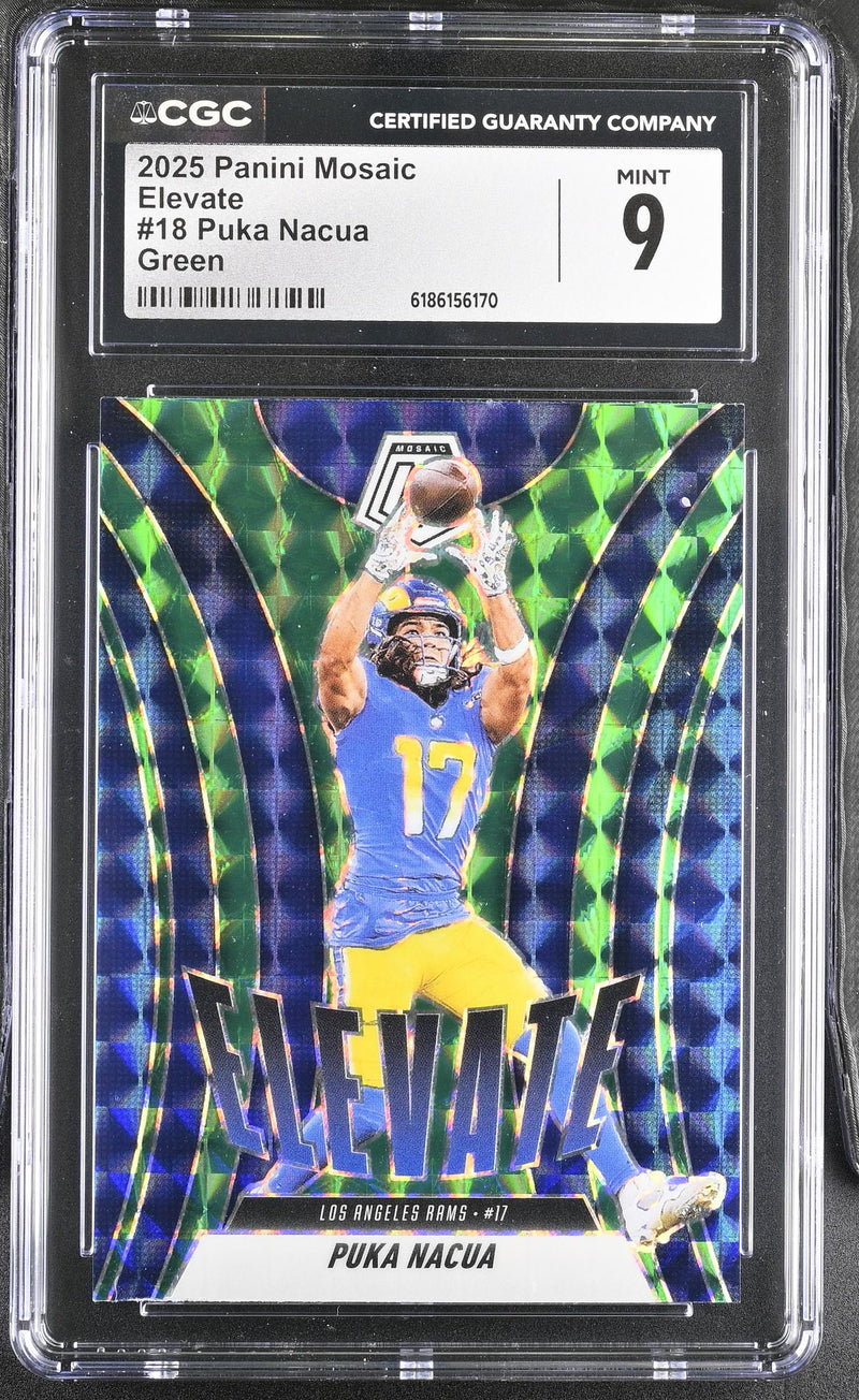 2025 Panini Mosaic Elevate Puka Nacua #18 Green CGC 9