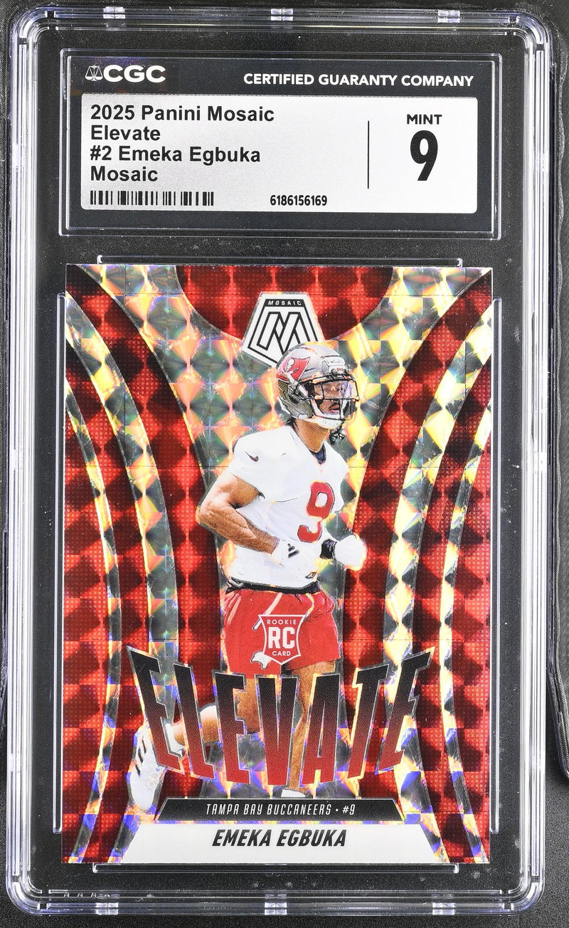 2025 Panini Mosaic Elevate Emeka Egbuka #2 Mosaic RC CGC 9