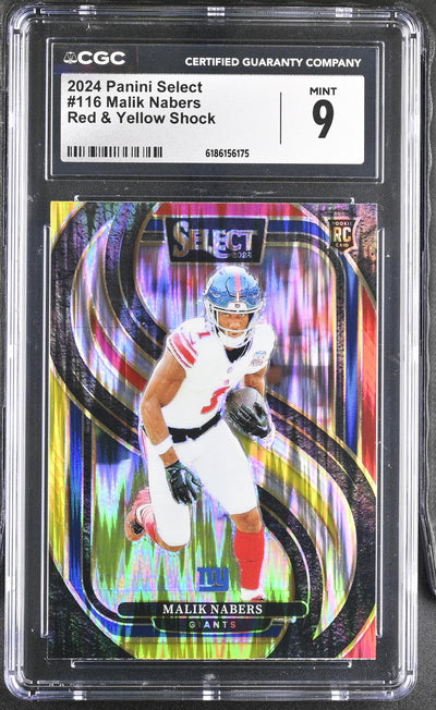 2024 Panini Select Malik Nabers #116 Red & Yellow Shock RC CGC 9