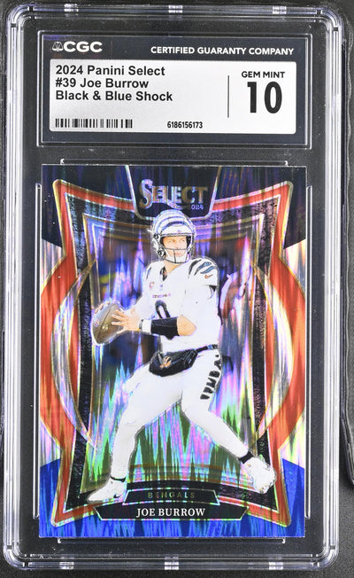 2024 Panini Select Joe Burrow #39 Black & Blue Shock CGC 10