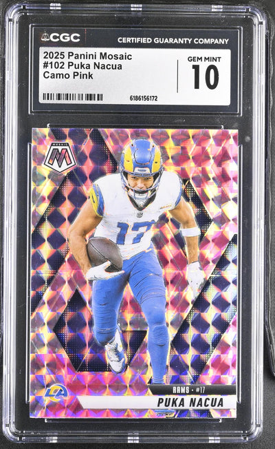 2025 Panini Mosaic Puka Nacua #102 Camo Pink CGC 10