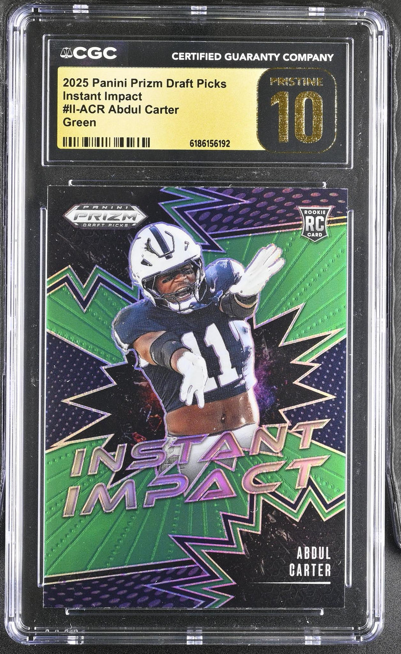 2025 Panini Prizm Draft Picks Abdul Carter Instant Impact Green CGC 10