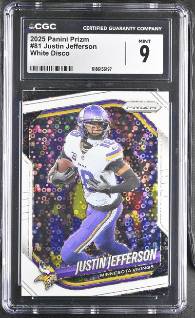 2025 Panini Prizm Justin Jefferson #81 White Disco CGC 9