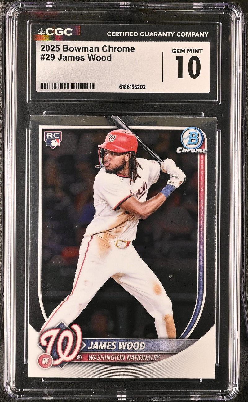 2025 Bowman Chrome James Wood #29 Rookie Washington Nationals CGC 10
