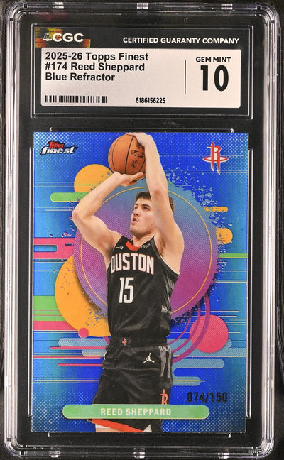 2025-26 Topps Finest Reed Sheppard #174 Blue Refractor /150 CGC 10