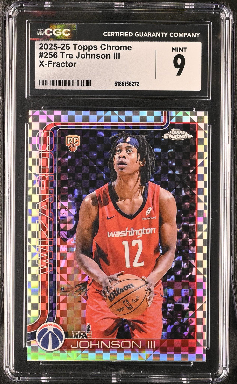 2025-26 Topps Chrome Tre Johnson III #256 X-Fractor RC CGC 9