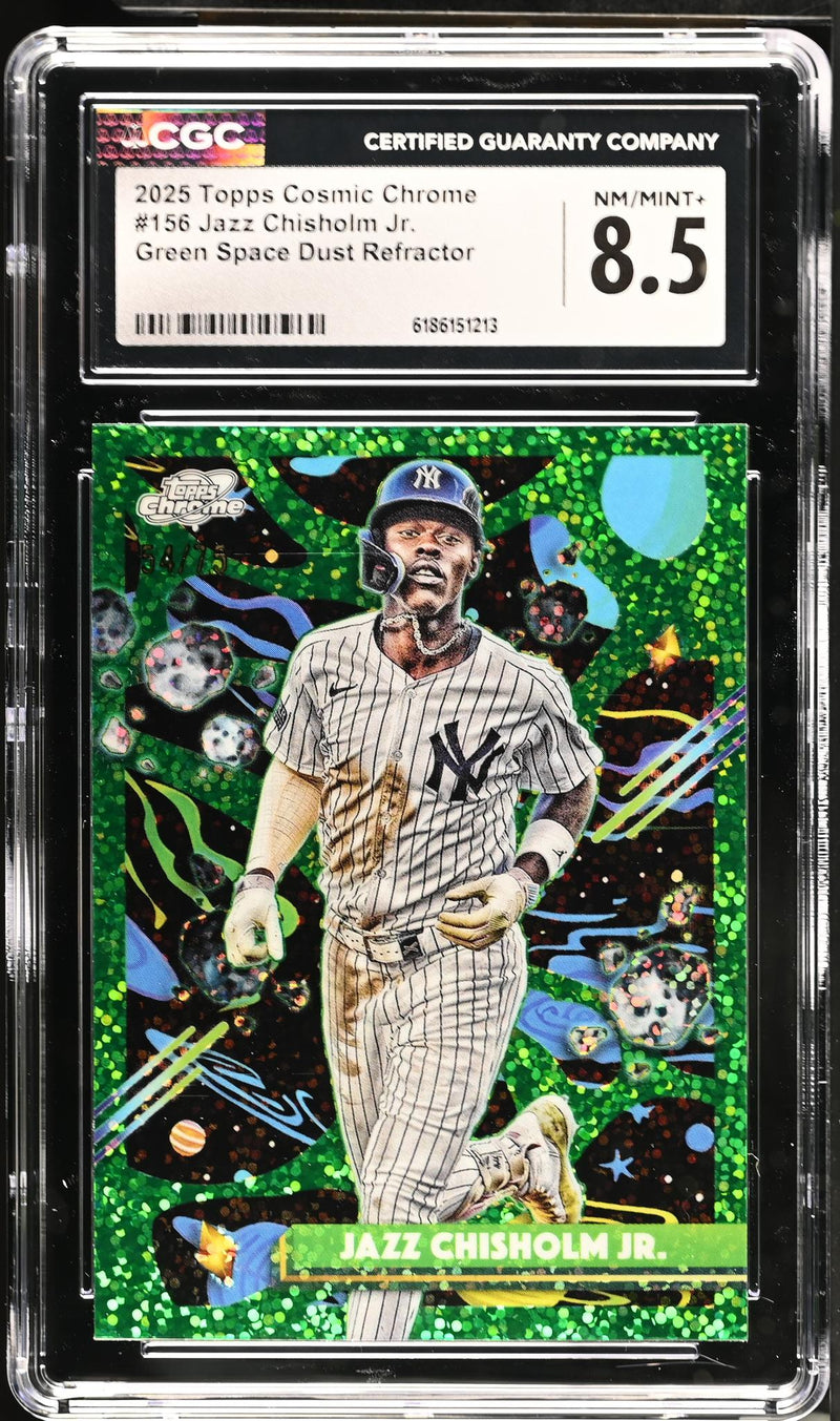 2025 Topps Cosmic Chrome Jazz Chisholm Jr. Green Space Dust Refractor #156 CGC 8.5