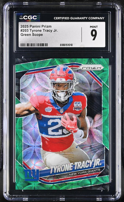 2025 Panini Prizm Tyrone Tracy Jr. Green Scope CGC 9