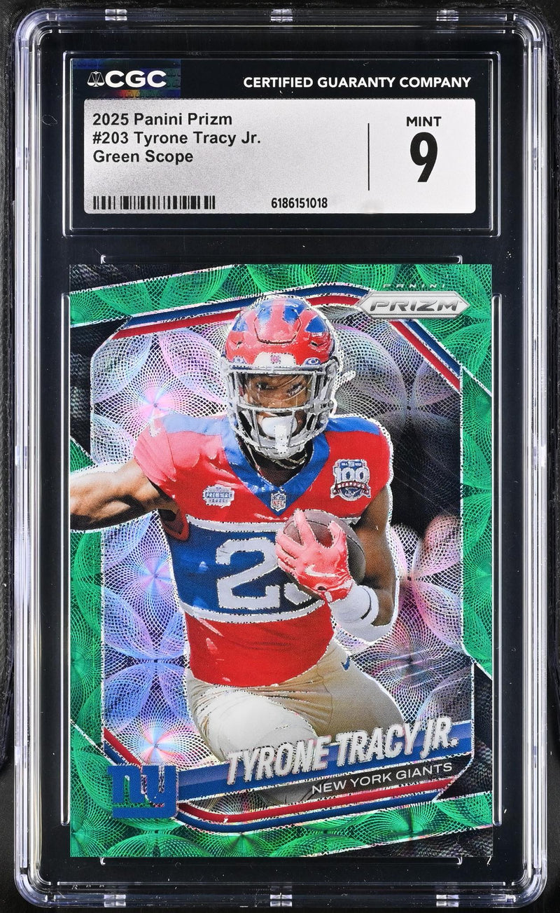 2025 Panini Prizm Tyrone Tracy Jr. Green Scope CGC 9