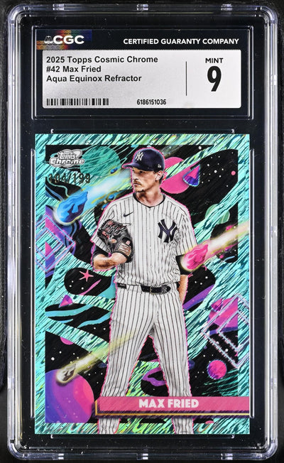 2025 Topps Cosmic Chrome Max Fried #42 Aqua Equinox Refractor /199 CGC 9