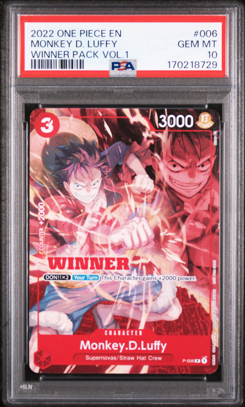 2022 One Piece Promos Winner Pack Vol.1 Monkey D. Luffy #6 PSA 10