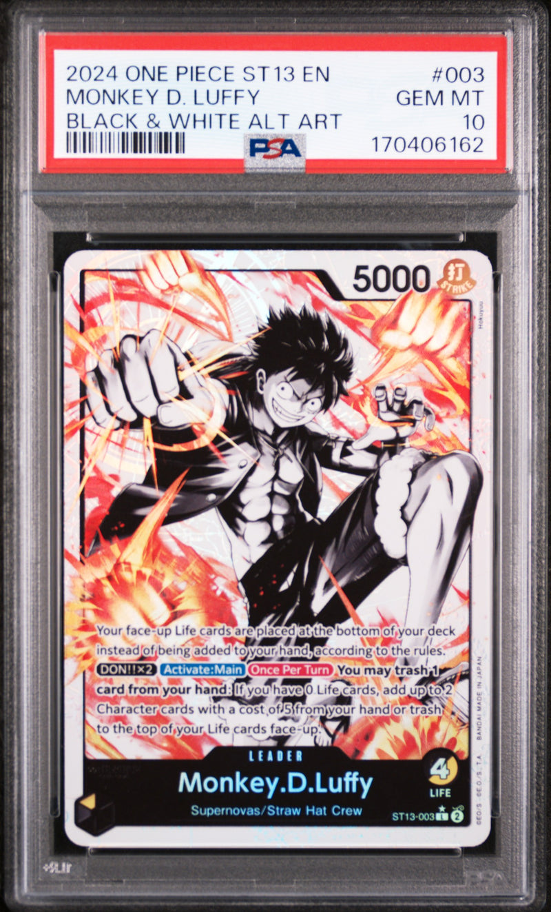 2024 One Piece Starter Deck 13 the Three Brothers Ultra Deck Black and White Alternate Art Monkey D. Luffy #ST13003 PSA 10
