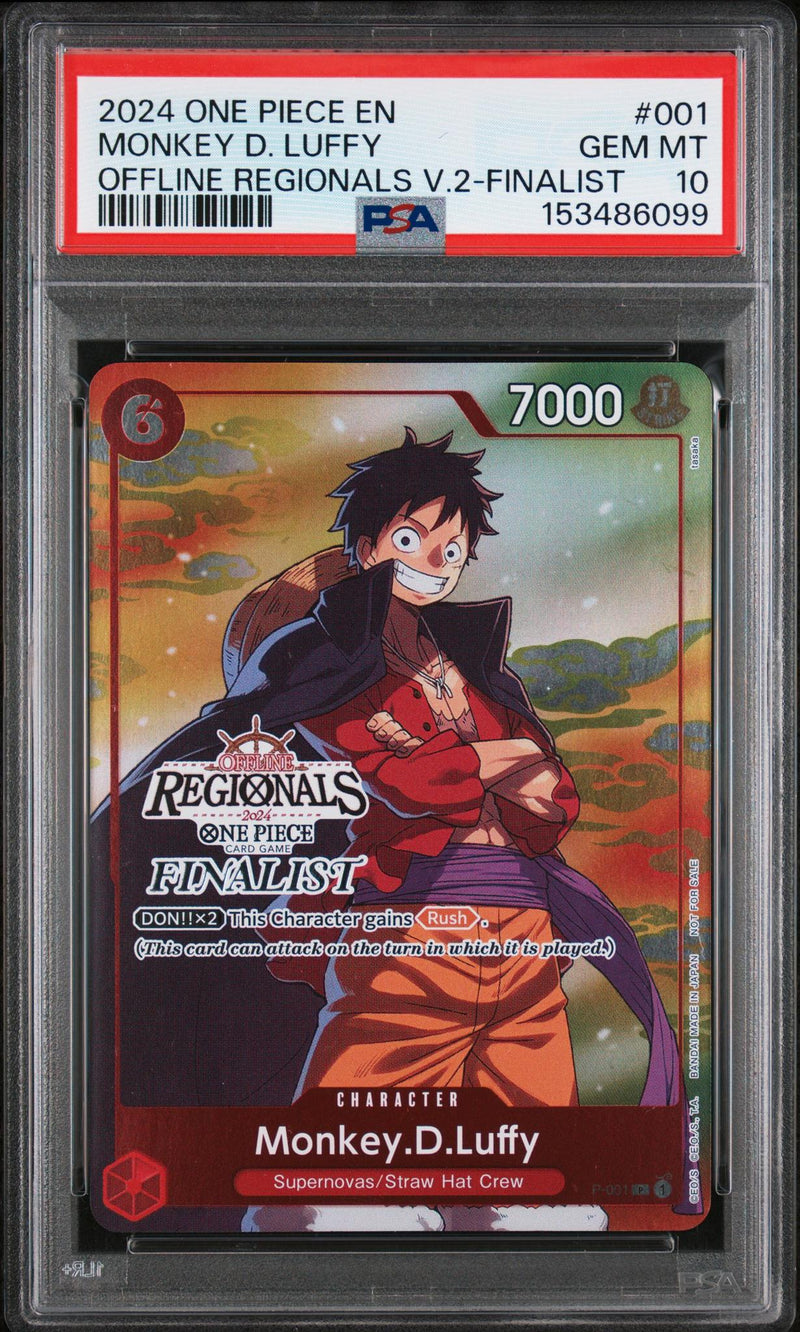 2024 One Piece Offline Regionals Pack Volume 2 Finalist Monkey D. Luffy #P-001 PSA 10