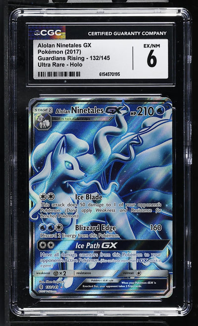 Pokémon Guardians Rising Alolan Ninetales GX #132/145 Ultra Rare Holo CGC 6