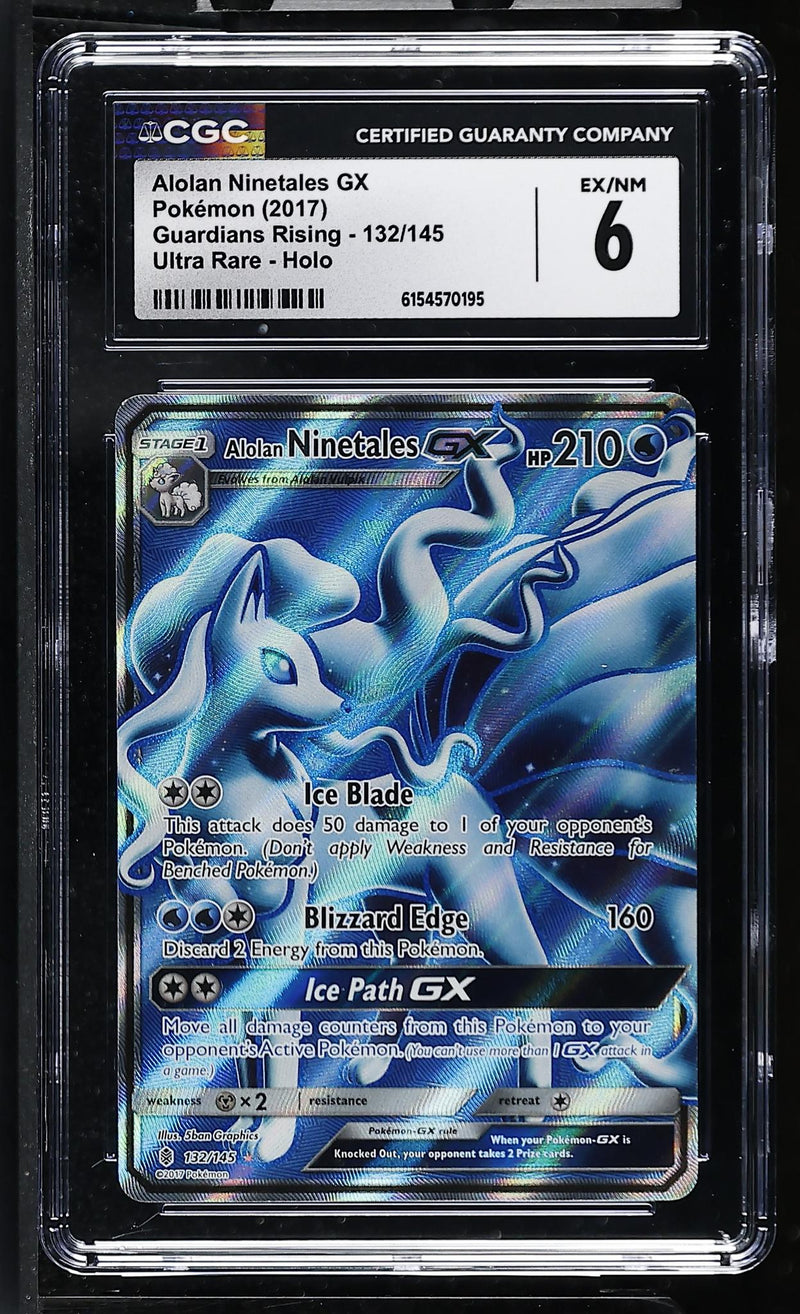 Pokémon Guardians Rising Alolan Ninetales GX #132/145 Ultra Rare Holo CGC 6