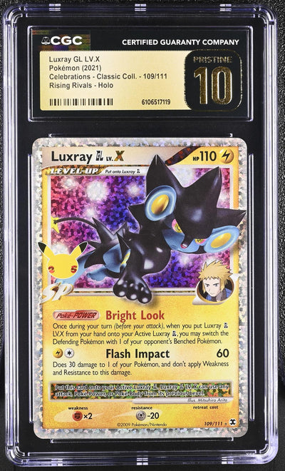 Pokémon Celebrations Luxray GL LV.X #109/111 Rising Rivals Holo CGC Pristine 10