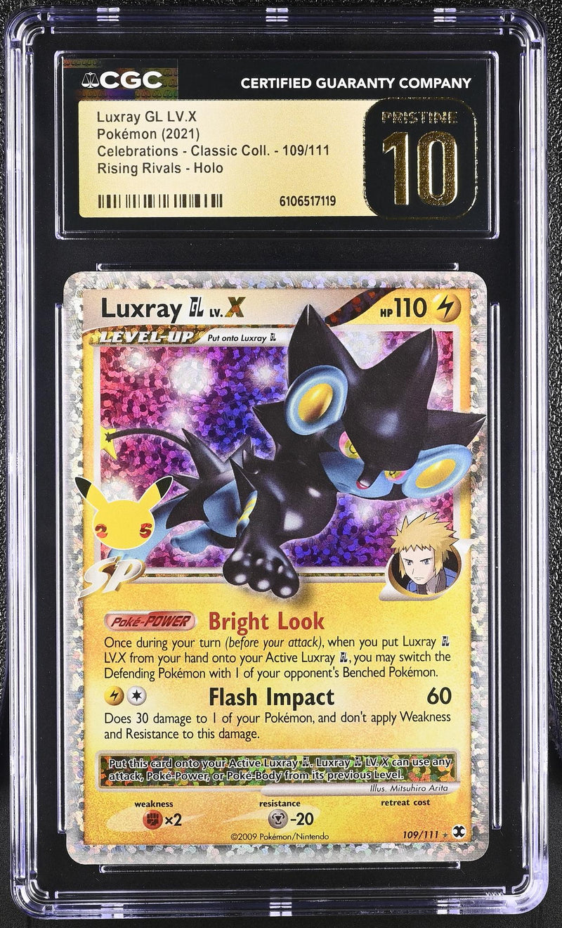Pokémon Celebrations Luxray GL LV.X #109/111 Rising Rivals Holo CGC Pristine 10