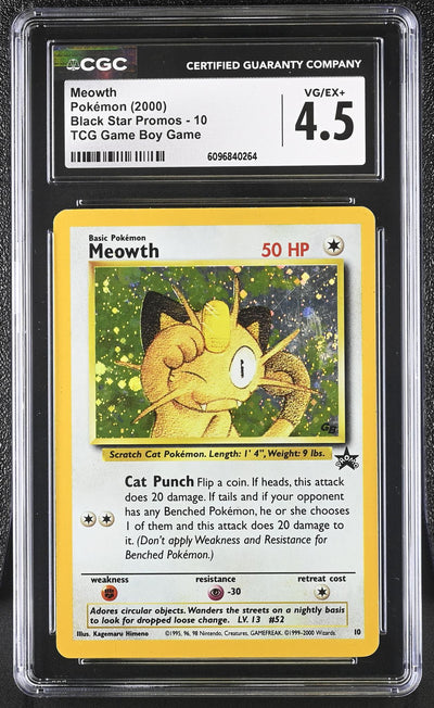 Pokémon Black Star Promos Meowth #10 Promo CGC 4.5