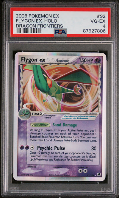 2006 Pokemon Ex Dragon Frontiers Holo Flygon Ex #92 PSA 4