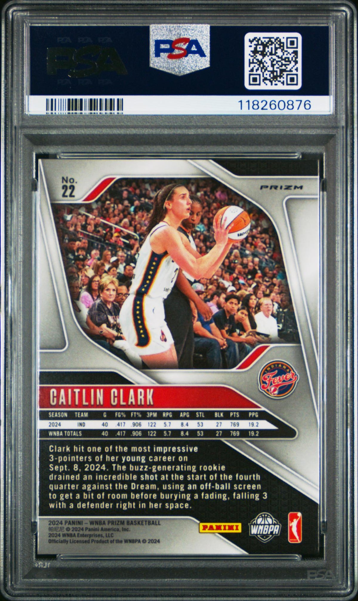 2024 Panini Prizm WNBA Ice Prizm Caitlin Clark #22 PSA 10