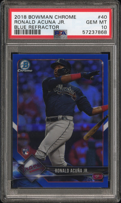2018 Bowman Chrome Blue Refractor Ronald Acuna Jr. #40 /150 PSA 10