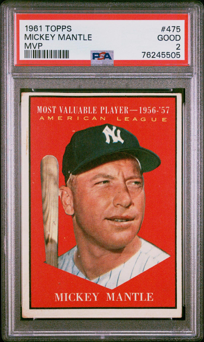 1961 Topps MVP Mickey Mantle #475 PSA 2