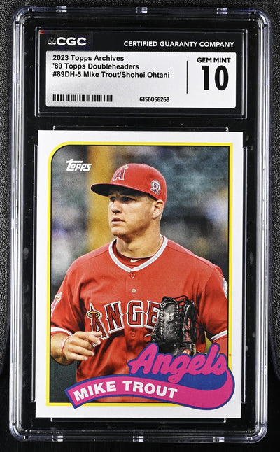 2023 Topps Archives '89 Topps Doubleheaders Mike Trout/Shohei Ohtani #89DH-5 CGC 10