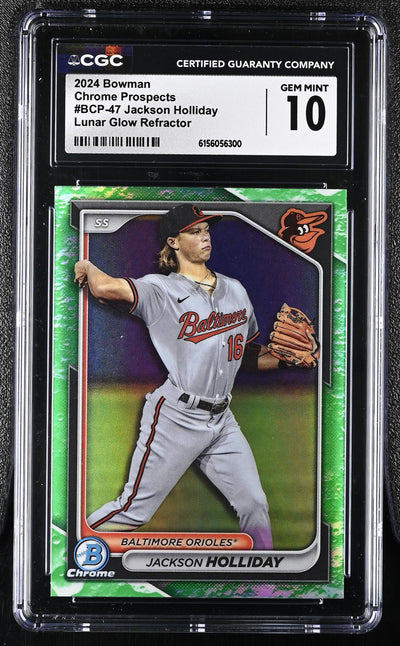 2024 Bowman Chrome Jackson Holliday #BCP-47 Lunar Glow Refractor CGC 10