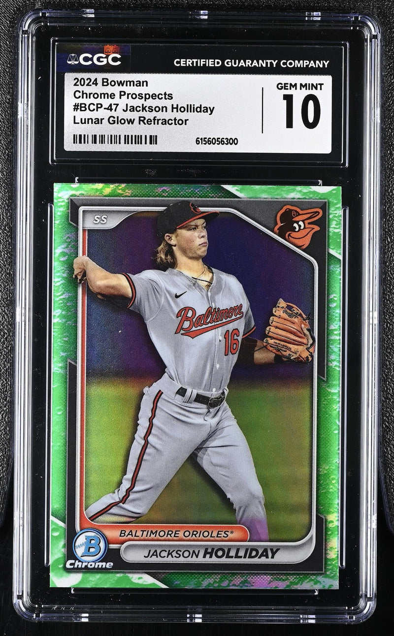 2024 Bowman Chrome Jackson Holliday #BCP-47 Lunar Glow Refractor CGC 10