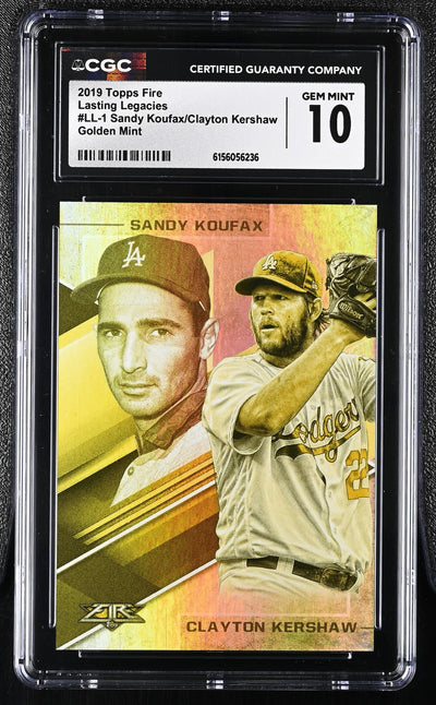2019 Topps Fire Sandy Koufax/Clayton Kershaw #LL-1 Golden Mint CGC 10
