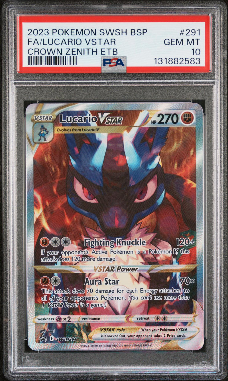2023 Pokemon Sword and Shield Black Star Promo Crown Zenith Elite Trainer Box Lucario Vstar #SWSH291 PSA 10