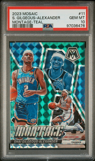 2023 Panini Mosaic Montage Teal Shai Gilgeous-Alexander #11 /75 PSA 10