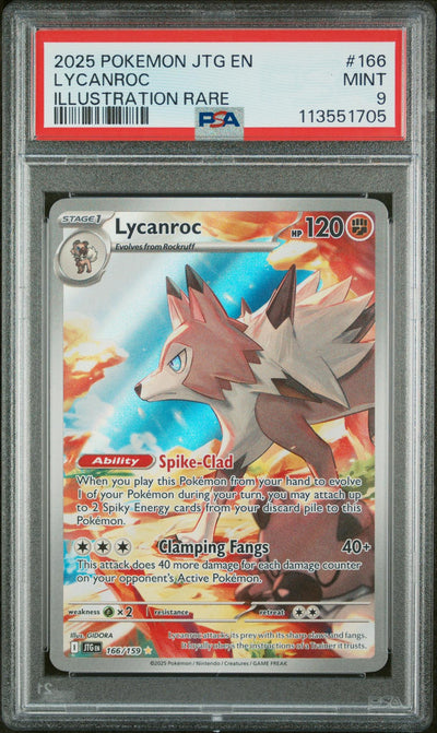 2025 Pokemon Scarlet and Violet Journey Together Illustration Rare Lycanroc #166 PSA 9