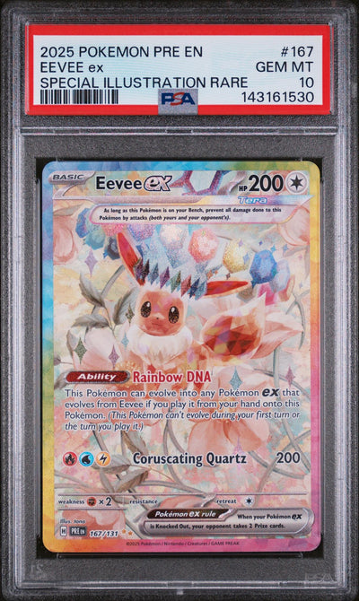 2025 Pokemon Scarlet and Violet Prismatic Evolutions Special Illustration Rare Eevee Ex #167 PSA 10