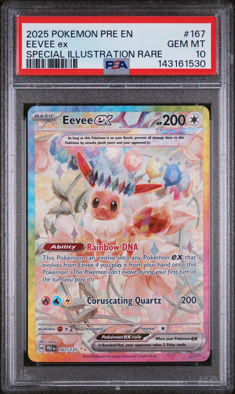 2025 Pokemon Scarlet and Violet Prismatic Evolutions Special Illustration Rare Eevee Ex #167 PSA 10