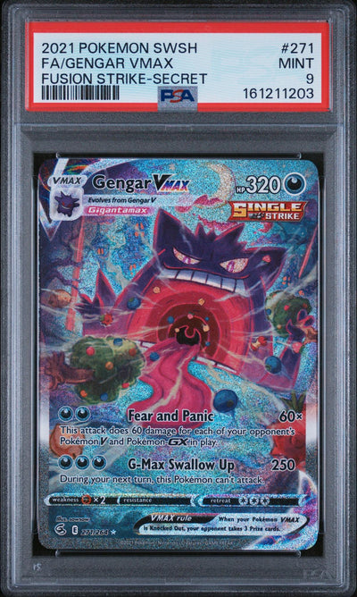 2021 Pokemon Sword and Shield Fusion Strike Secret Rare Gengar Vmax #271 PSA 9