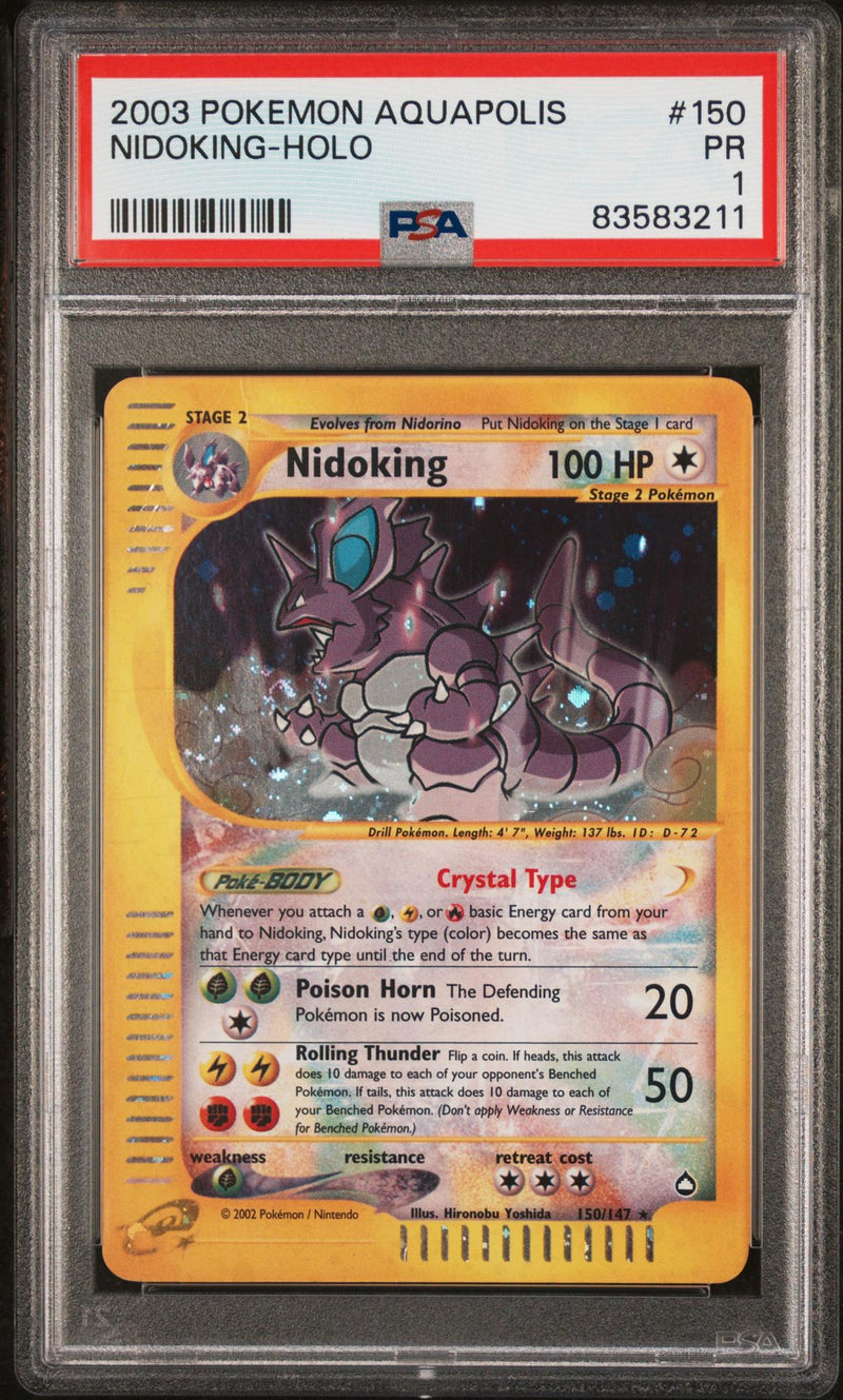 2003 Pokemon Aquapolis Holo Nidoking #150 PSA 1