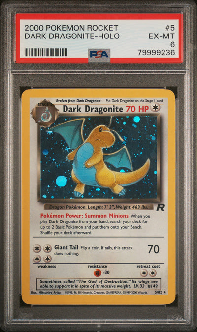 2000 Pokemon Team Rocket Holo Dark Dragonite #5 PSA 6