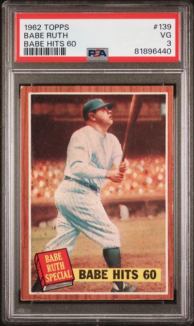 1962 Topps Babe Hits 60 Pole Babe Ruth #139A1 PSA 3