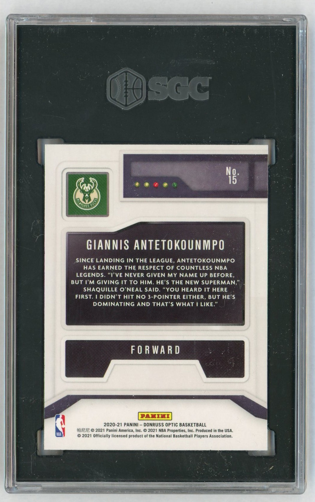 2020-21 Donruss Optic #15 Giannis Antetokounmpo T-Minus 3, 2, 1 SGC 10