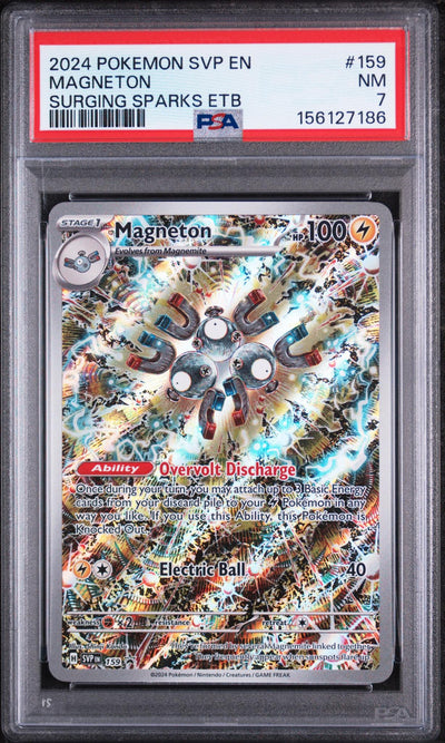 2024 Pokemon Scarlet and Violet Black Star Promo Surging Sparks Elite Trainer Box Magneton #159 PSA 7
