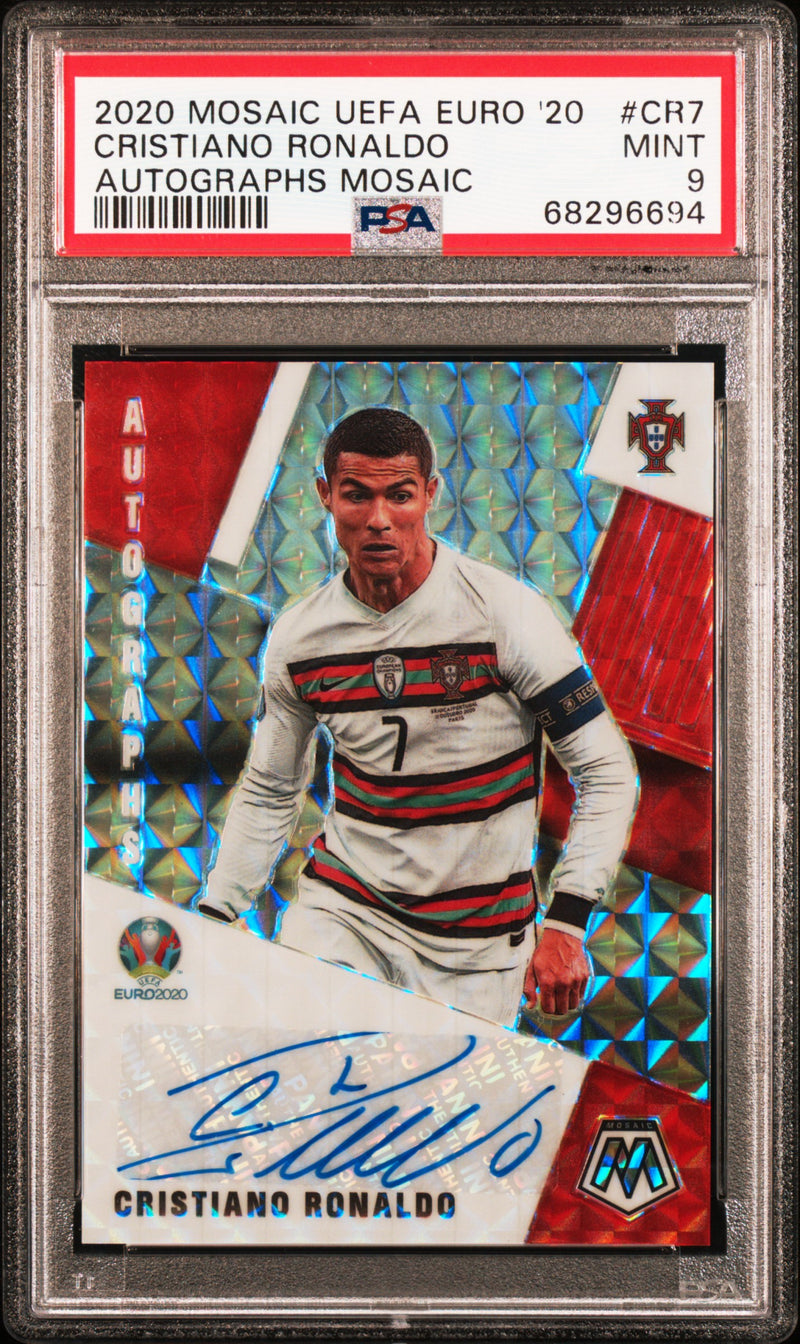 2021 Panini Mosaic UEFA Euro '20 Autograph Mosaic Cristiano Ronaldo #AM-CR7 PSA 9